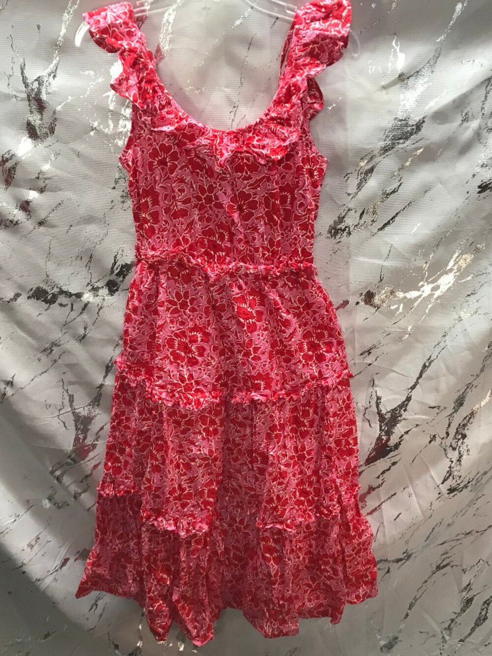 J. Crew Women's Floral Print Ruffle Tiered Sleeveless Midi Dress